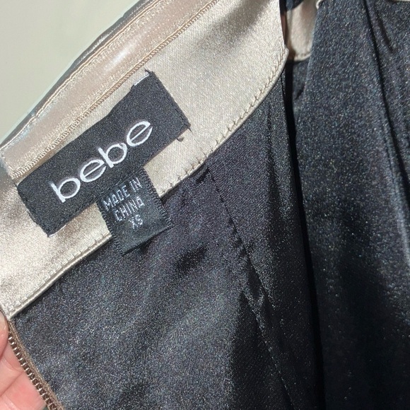 Perfect Condition- Bebe Satin Strapless Ruched Dress w/ Pockets- Gold- XS - Picture 4 of 5